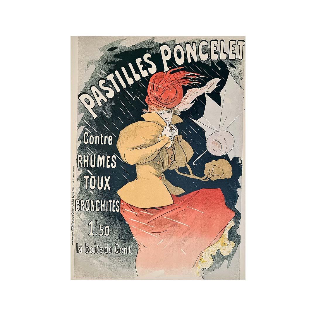Cartel Pastilles Poncelet de Jules Chéret arte publicitario temprano Belle Epoque en venta 2