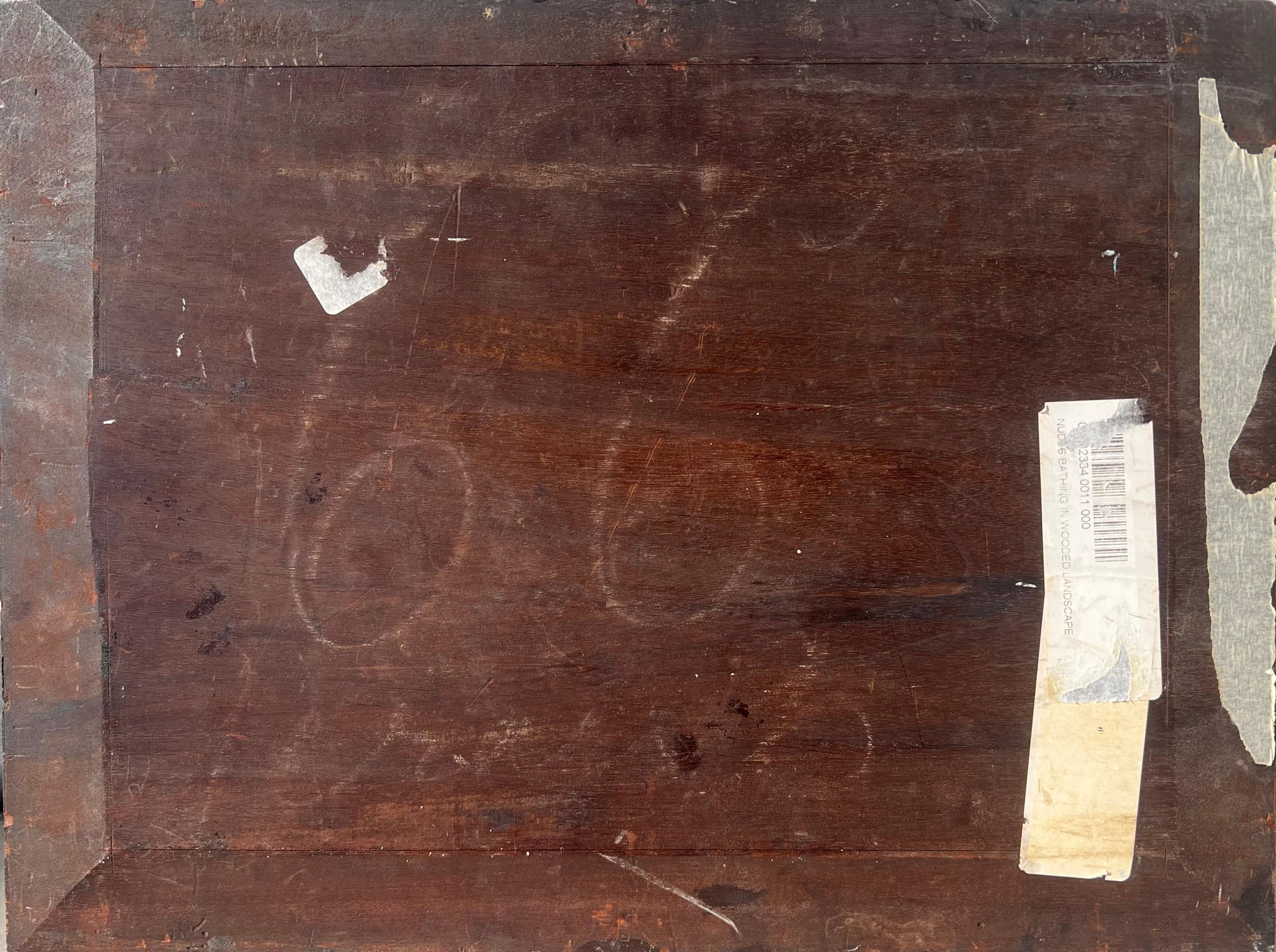 Peinture française de l'école de Barbizon du 19e siècle Élégant groupe à l'extérieur en vente 6