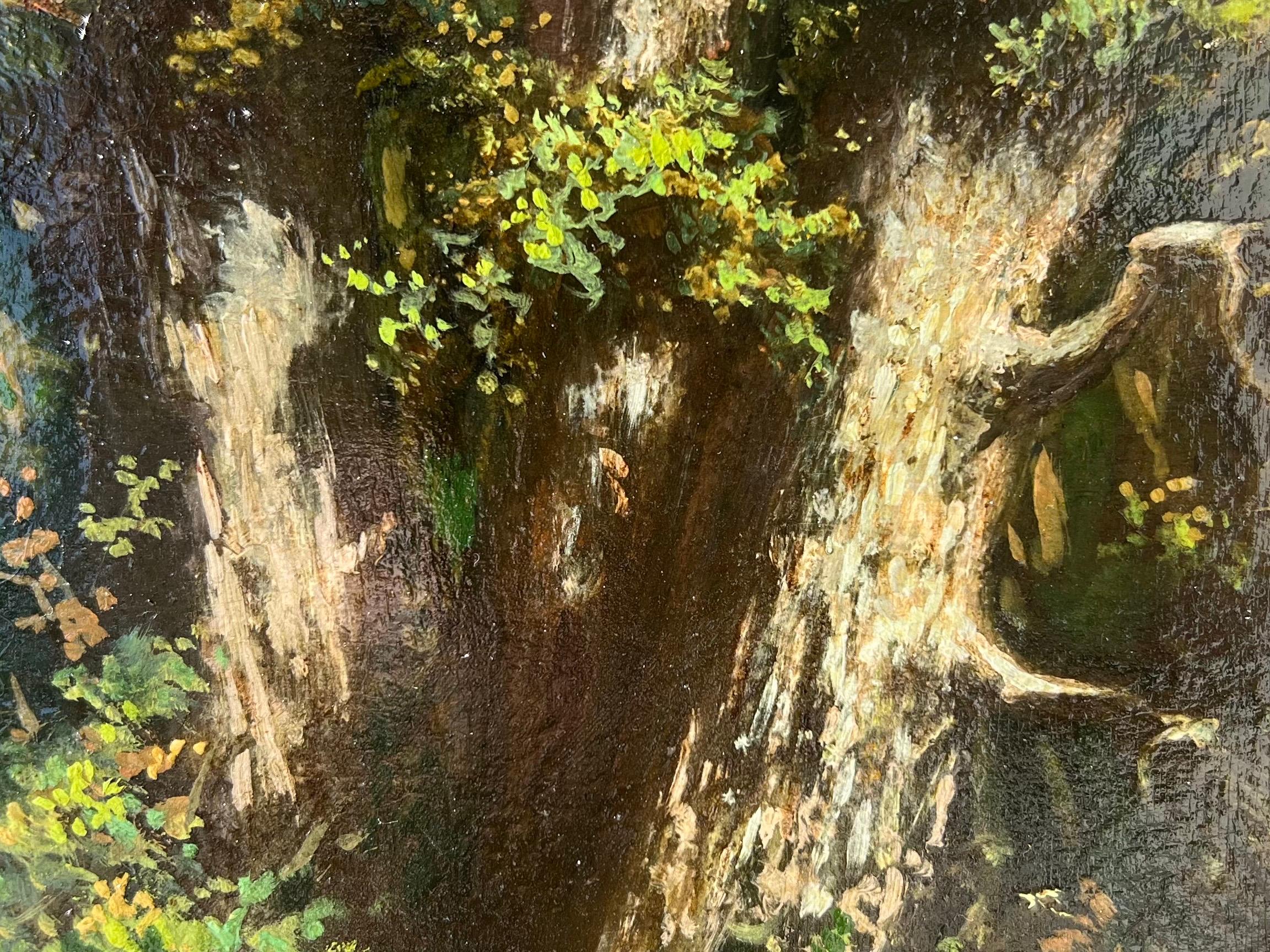 Peinture française de l'école de Barbizon du 19e siècle Élégant groupe à l'extérieur - Noir Figurative Painting par Jules Coignet