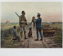 "Jamais Bredouille (Never Empty-handed)" Color Lithograph after Jules Denneulin