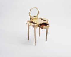Jules Deroubaix Art Deco Vanity in Burled Elm and Gilt Bronze France, circa 1935