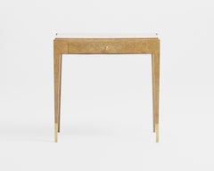 Französisches Art-déco-Schreibwerk aus geräucherter Ulme und vergoldeter Bronze von Jules Deroubaix, um 1935