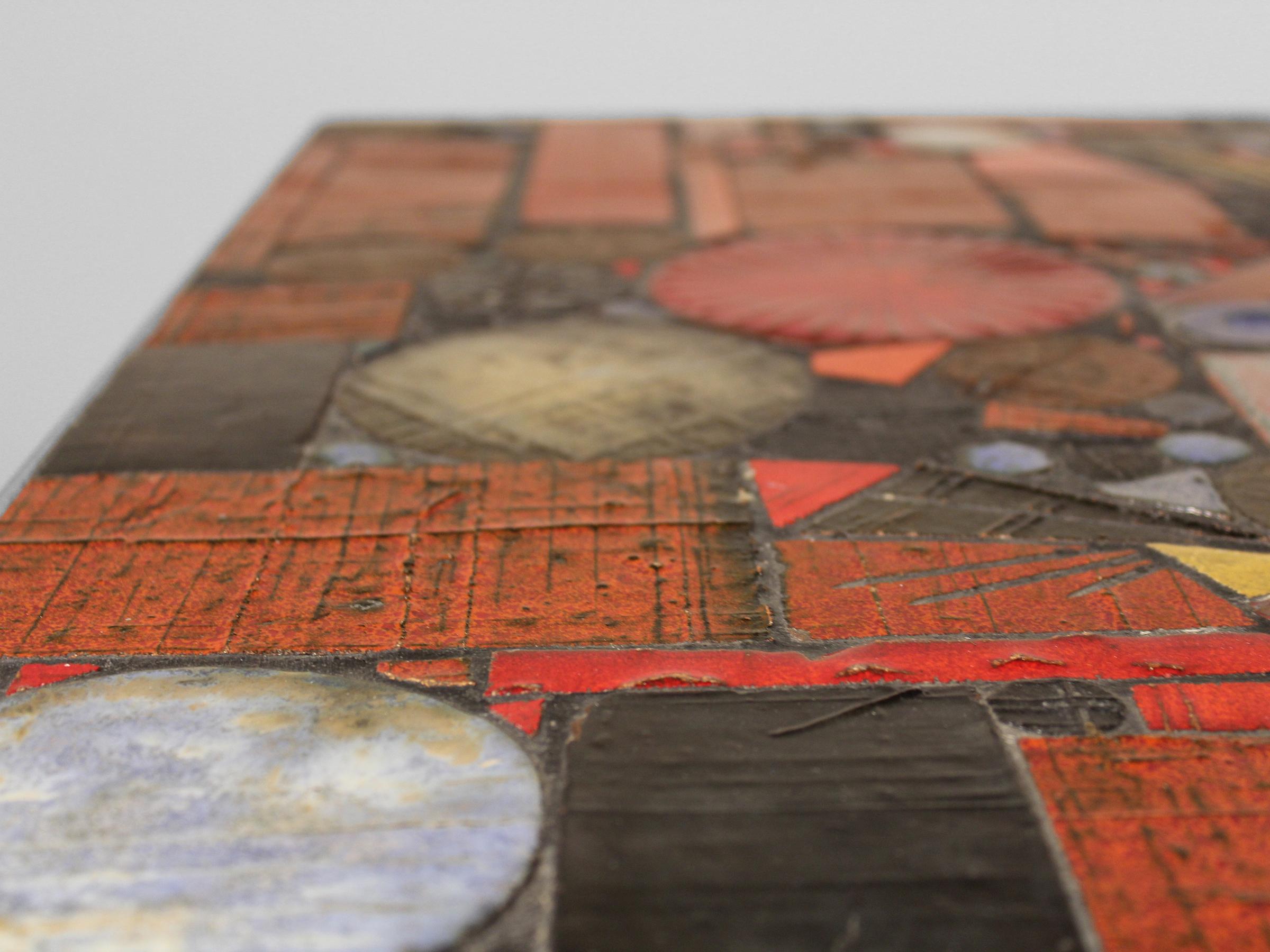 Belgian Jules Dewaele for Pia Manu Red Ceramic Mosaic Coffee Table For Sale