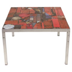 Mesa baja de mosaico de cerámica roja Jules Dewaele para Pia Manu