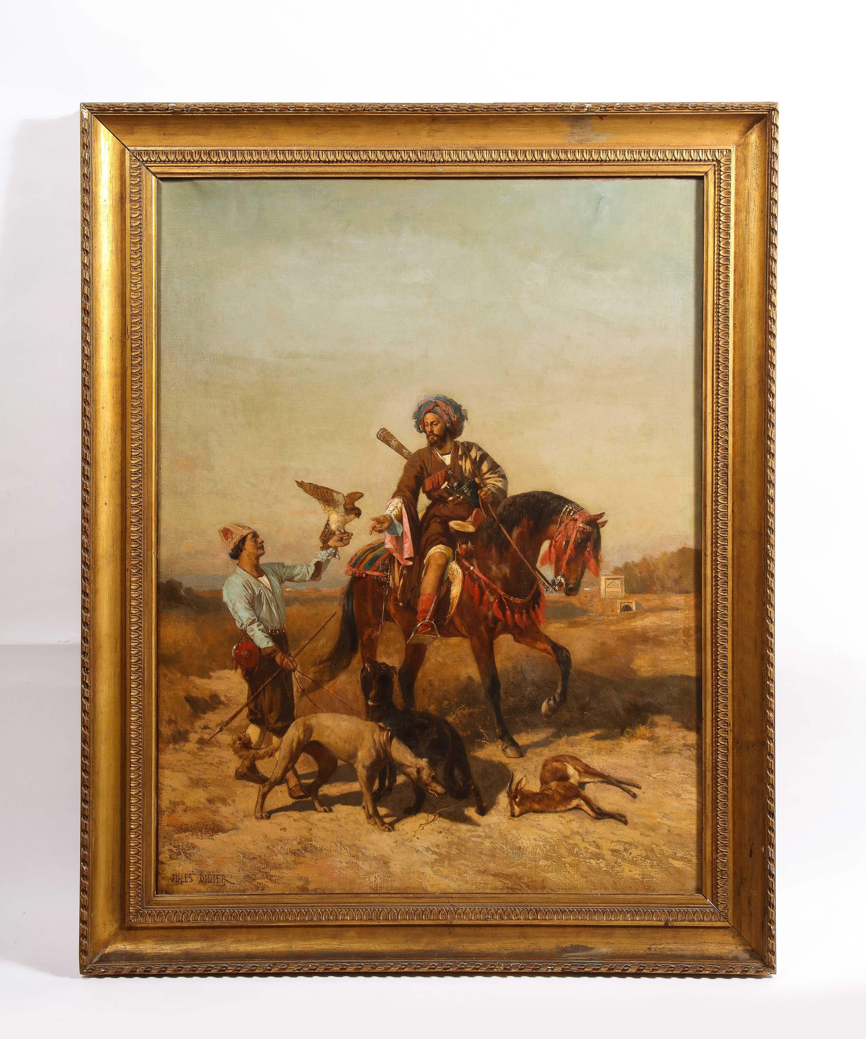 Jules Didier (1831-1892) Jules Didier  Orientalisches Jagdgemälde „The Falconer“  im Angebot 1