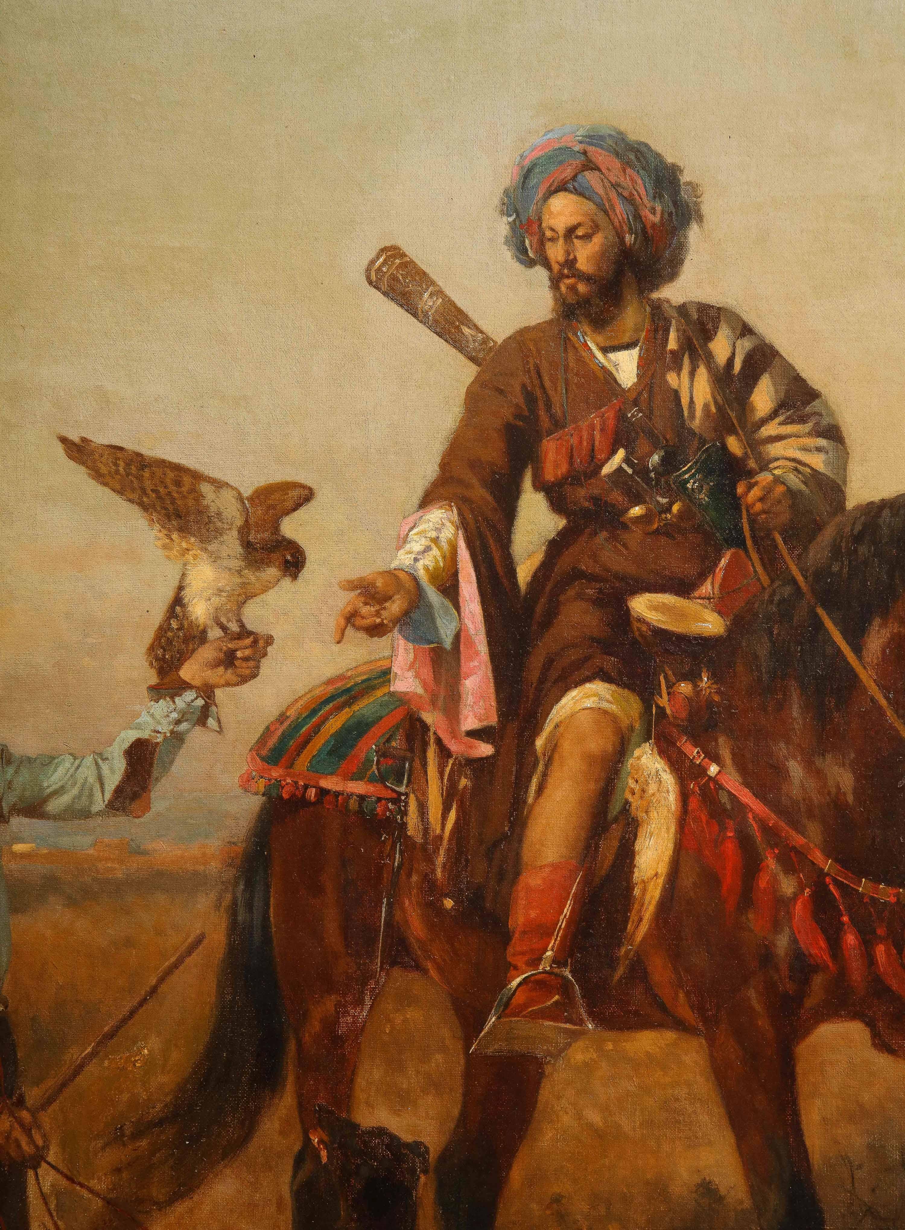 Jules Didier (1831-1892) Jules Didier  Orientalisches Jagdgemälde „The Falconer“  im Angebot 6