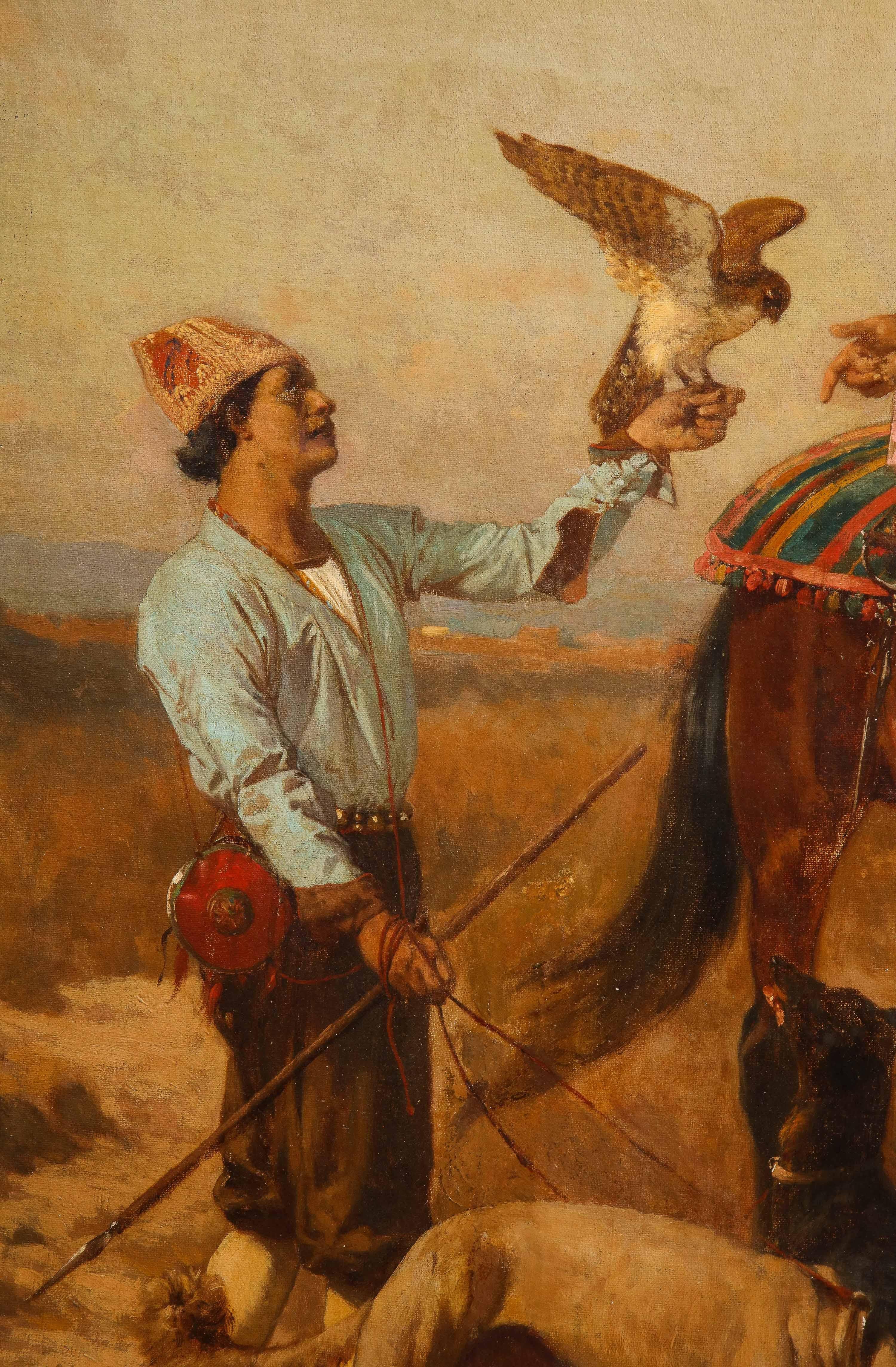 Jules Didier (1831-1892) Jules Didier  Orientalisches Jagdgemälde „The Falconer“  im Angebot 7