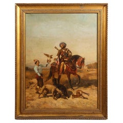 Jules Didier (1831-1892) "The Falconer" Orientalist Hunting Painting