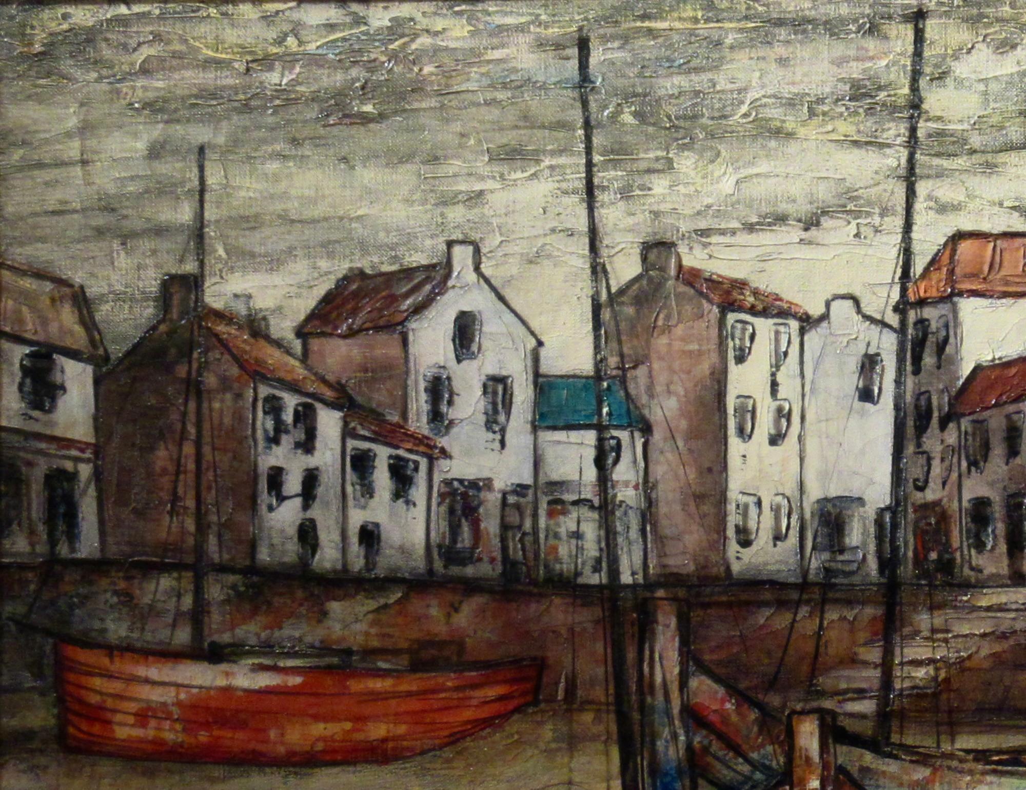 Concarneau - Figurative Painting Marrone di Jules Dules Duffart
