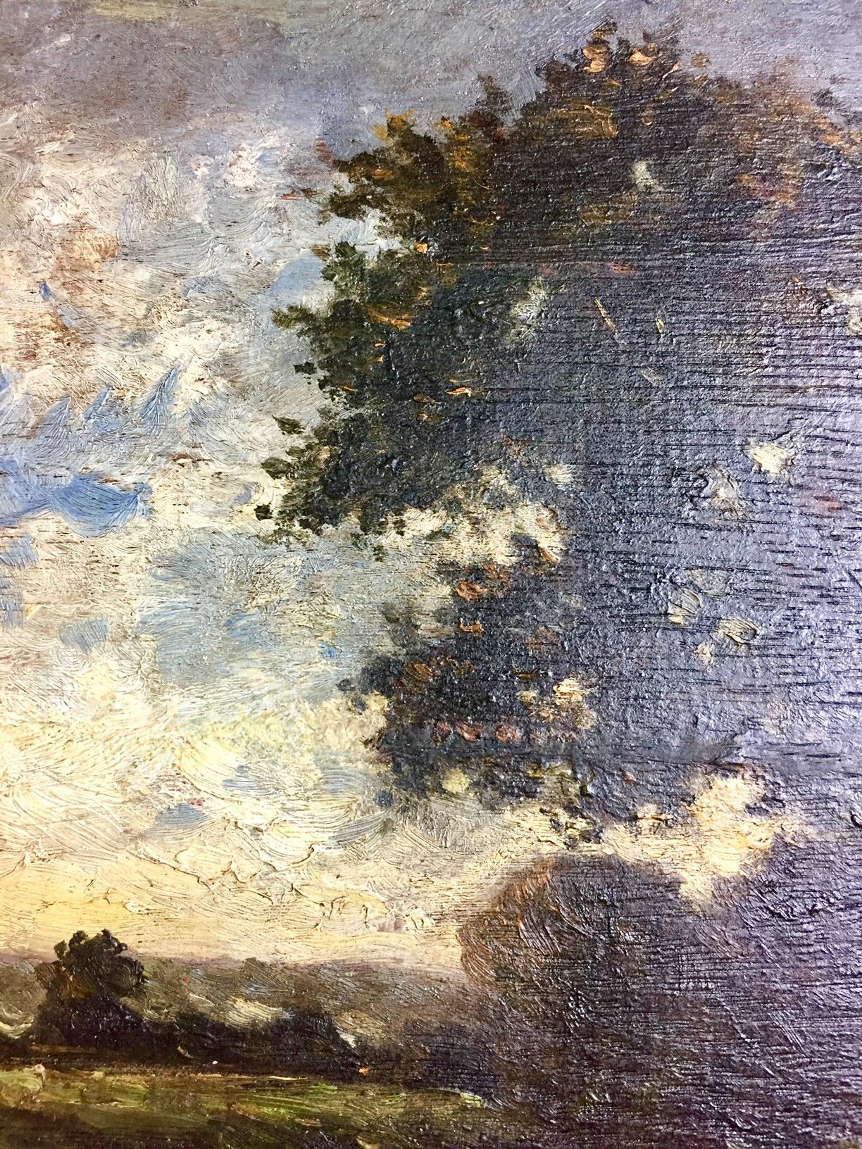 Peinture française de l'école de Barbizon, attribuée à Jules Dupré, huile sur bois en vente 1