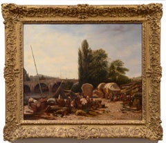 Along the Seine, French, Realist, Market Scene