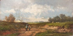 Scuola di Barbizon DUPRE Paesaggio foresta 19° dipinto francese