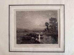 L'Abreuvoir - Gravure d'après Jules Dupré - 19e siècle