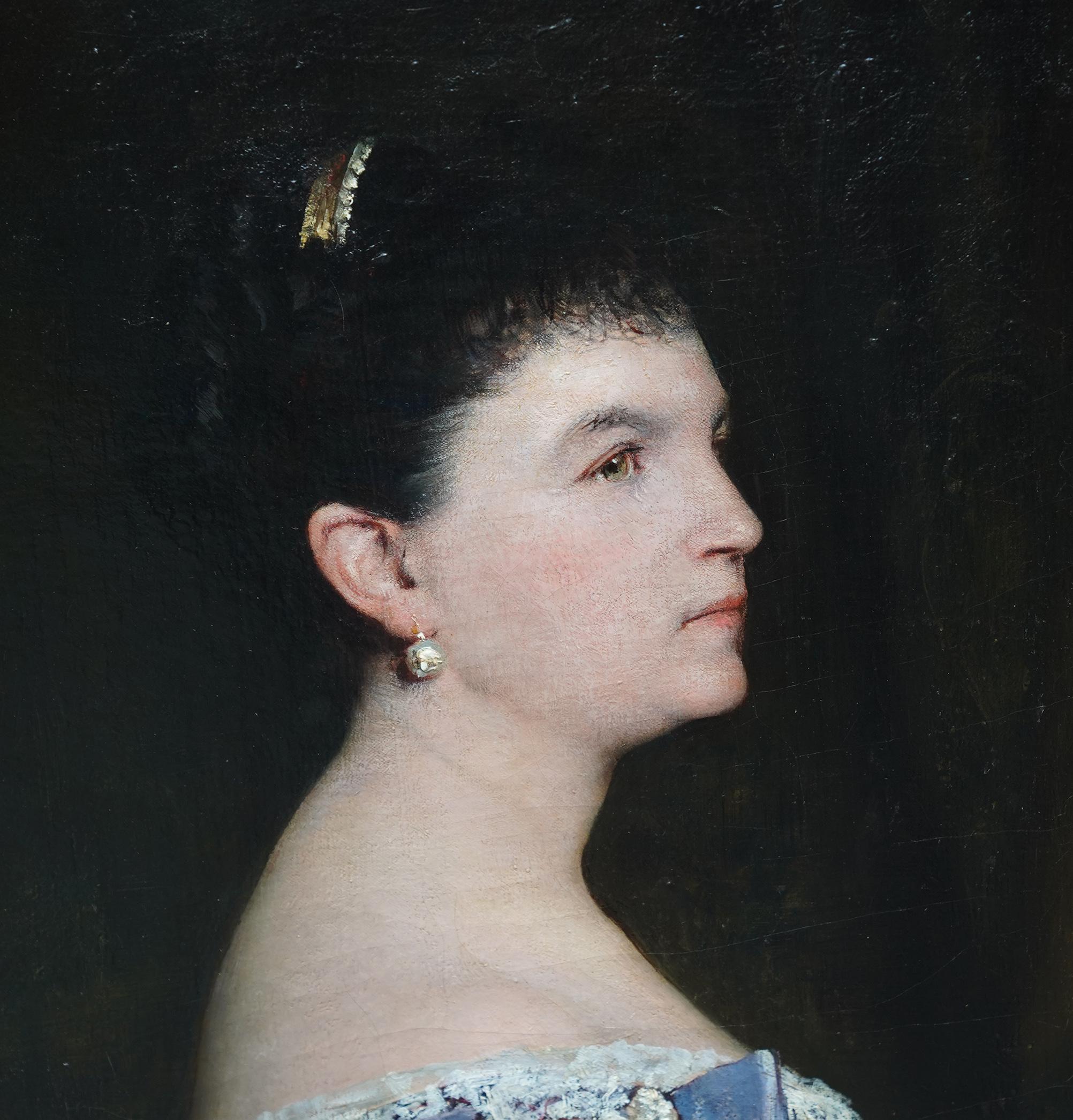 La Marquesa De Escombreras - French 19thC art female portrait oil painting  - Victorian Painting by Jules Elie Delaunay