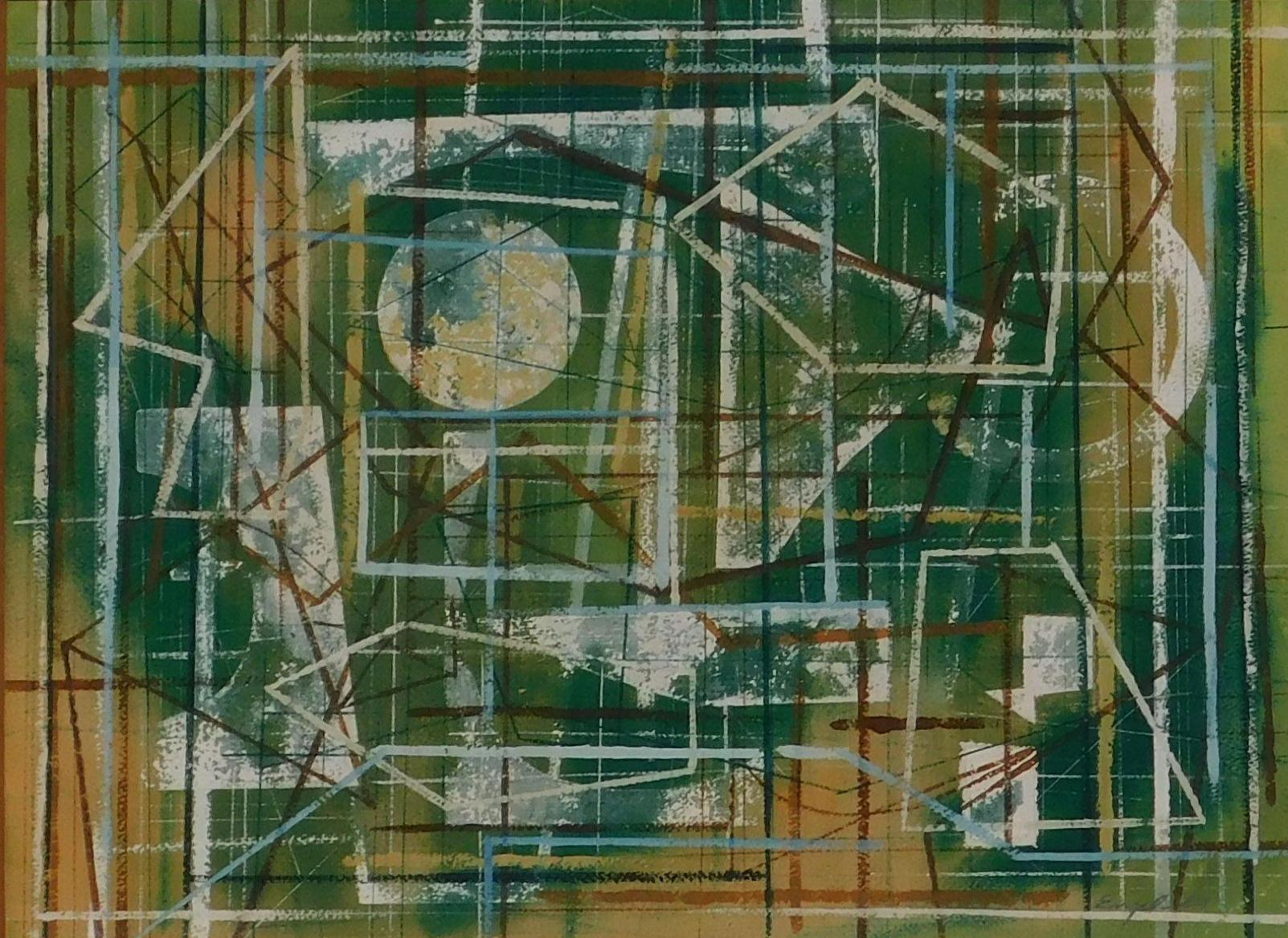 Jules Engel, artista ungherese/californiano - Pittura astratta geometrica. 2