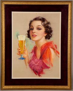 Cheers! Art Deco Pin-Up Beer Girl
