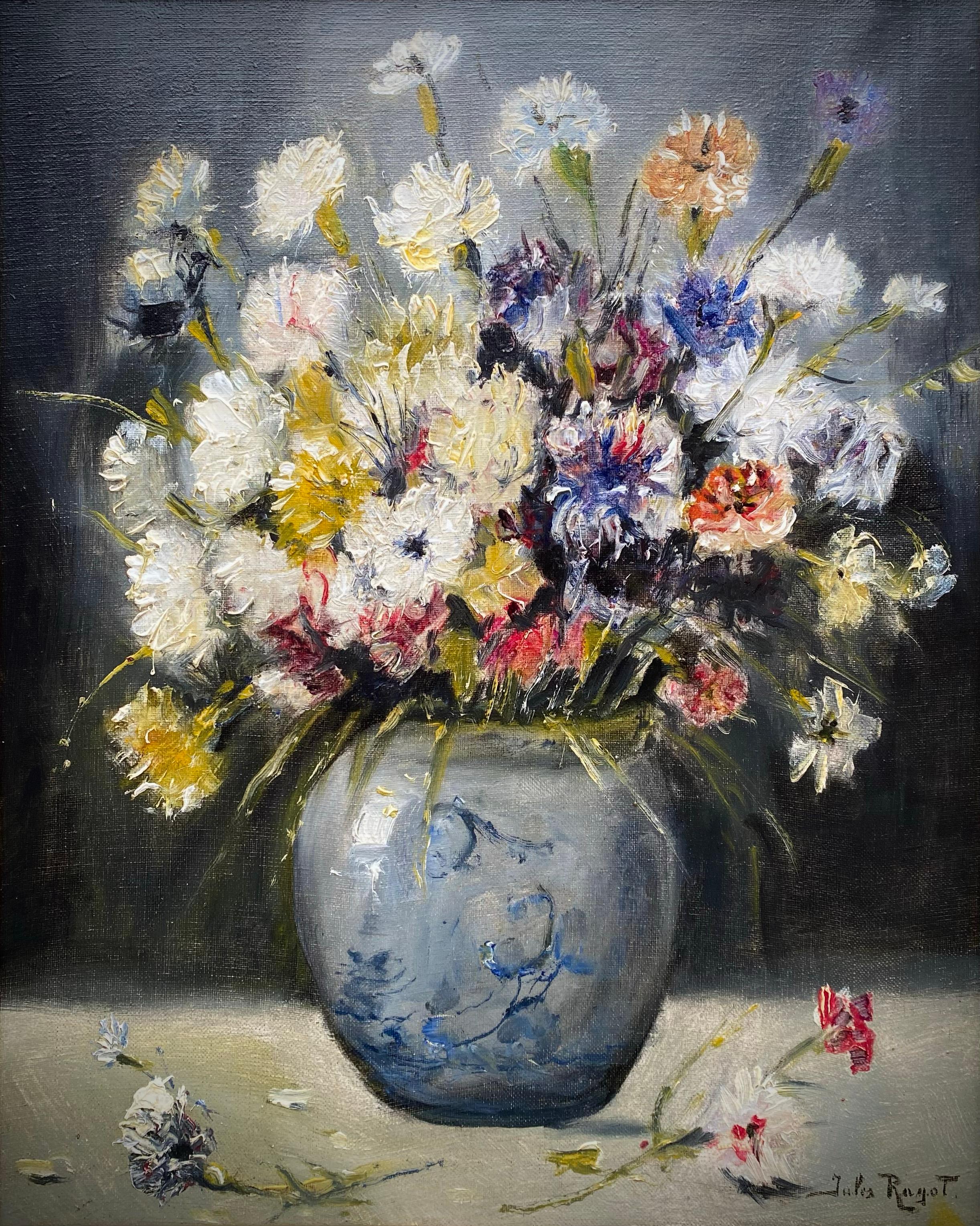 Ragot Jules Félix
Paris 1835 – 1912 Brussels
French Painter

'StillLlife of Wild Flowers'
Signature: Signed lower right
Medium: Oil on canvas
Dimensions: Image size 50 x 40 cm, frame size 72 x 62,50 cm

Biography: Ragot Jules Félix, born in Paris in