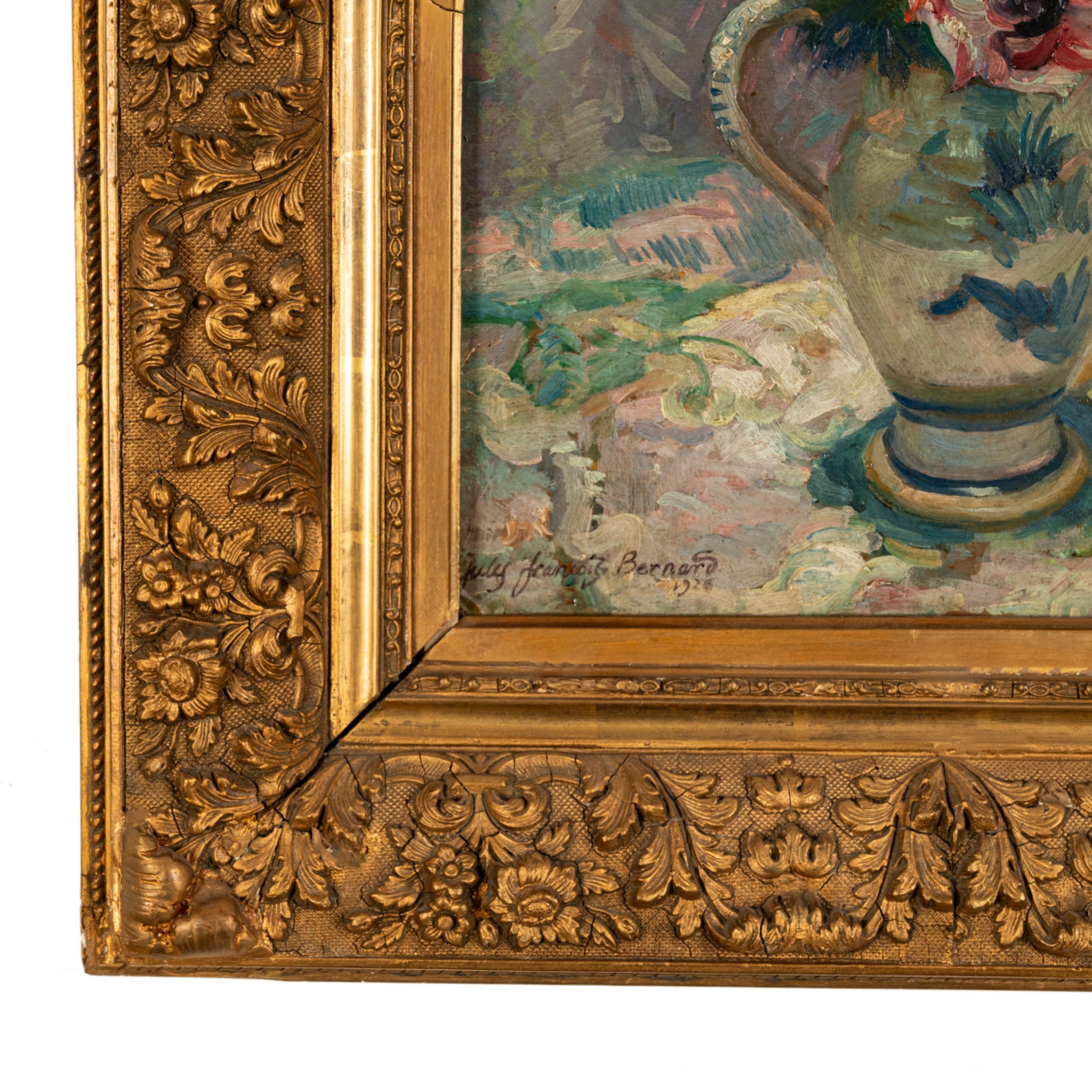 Antike Französisch Öl Leinwand Gemälde Jules-François Bernard Floral Still Life 1920 im Angebot 6