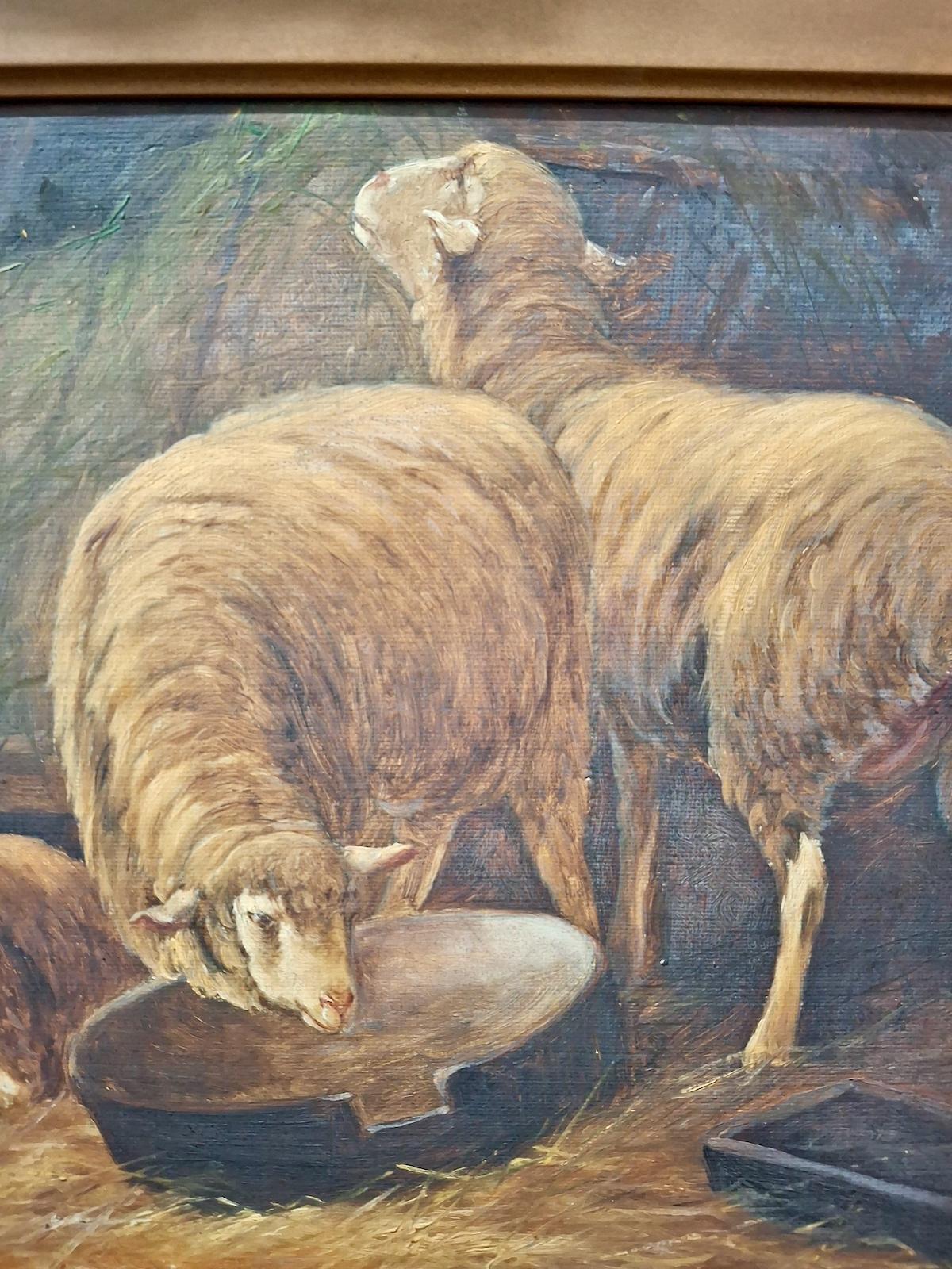 Ein Schafstall – Painting von Jules G. Bahieu