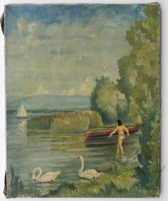 The bather with swans, Pointe at the Bise Geneva