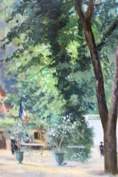 Antique French Landscape Oil Painting in Gilt Frame