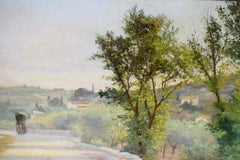 Peinture à l'huile de paysage sur toile, Antique French Provence Countryside Painting