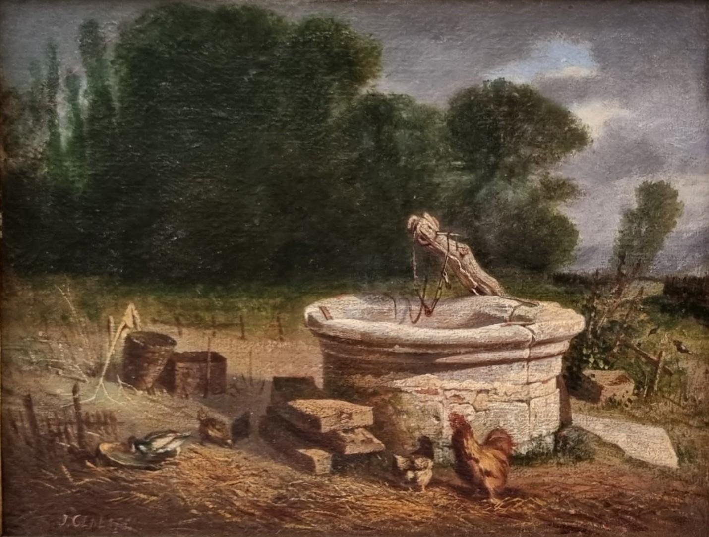 Realistische Französisch Landschaft Gemälde Landschaft Hühner gut 19. (Realismus), Painting, von Jules GENESTE