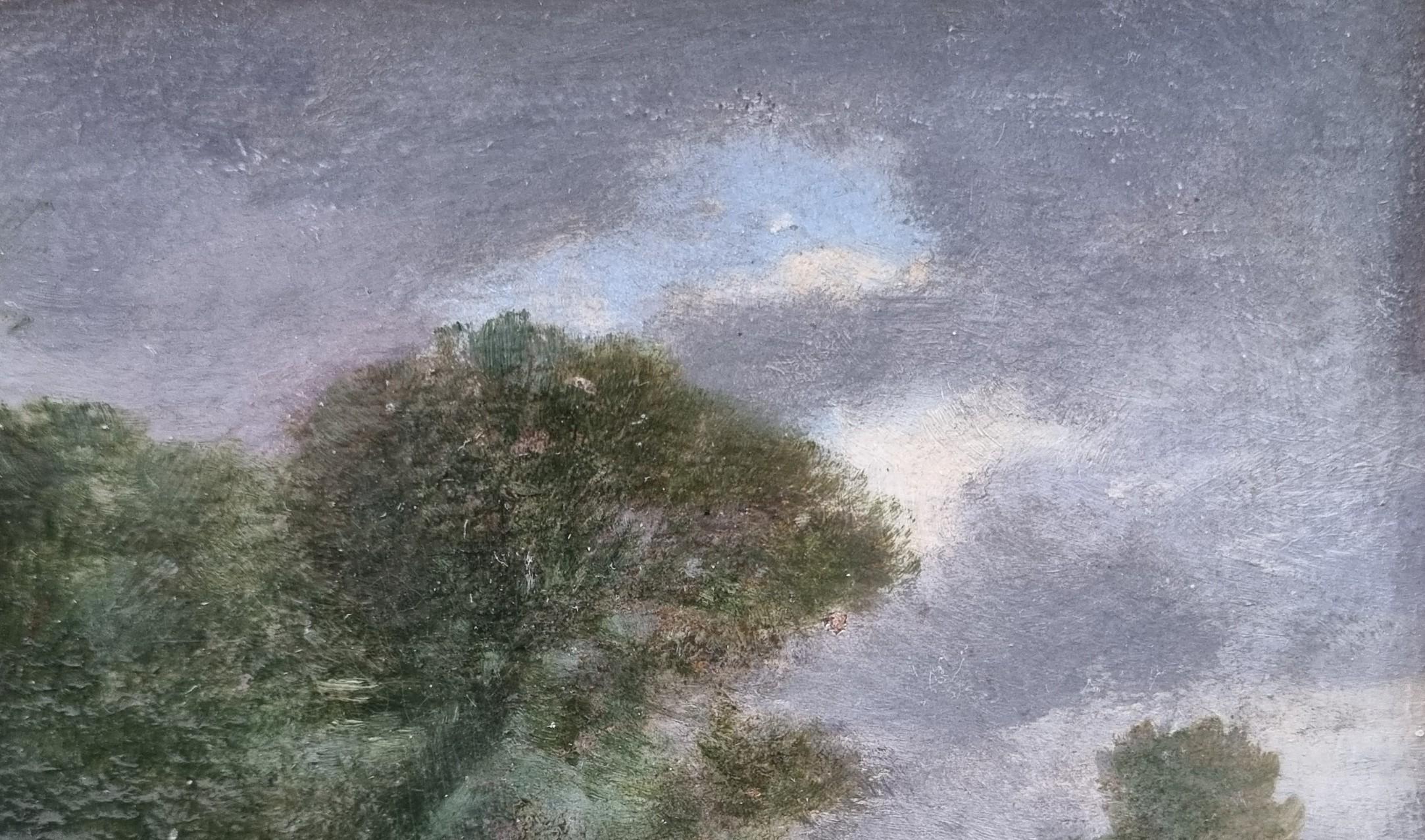 Realistische Französisch Landschaft Gemälde Landschaft Hühner gut 19. im Angebot 3