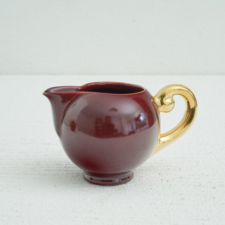 Set da caffè in studio belga Jules Guérin 'Sang de Boeuf' e oro, anni '60 in vendita 2