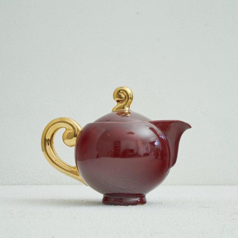 XX secolo Set da caffè in studio belga Jules Guérin 'Sang de Boeuf' e oro, anni '60 in vendita