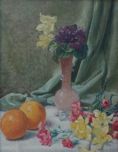 BESSON Nature morte Fleurs Oranges Naturalism 19e