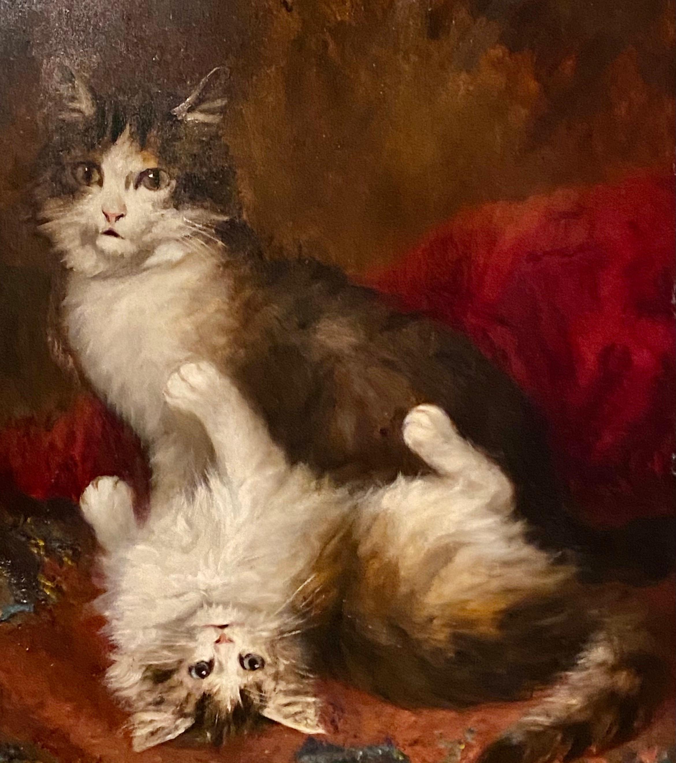 French Jules Gustave Le Roy '1856-1921' a Cat Painting