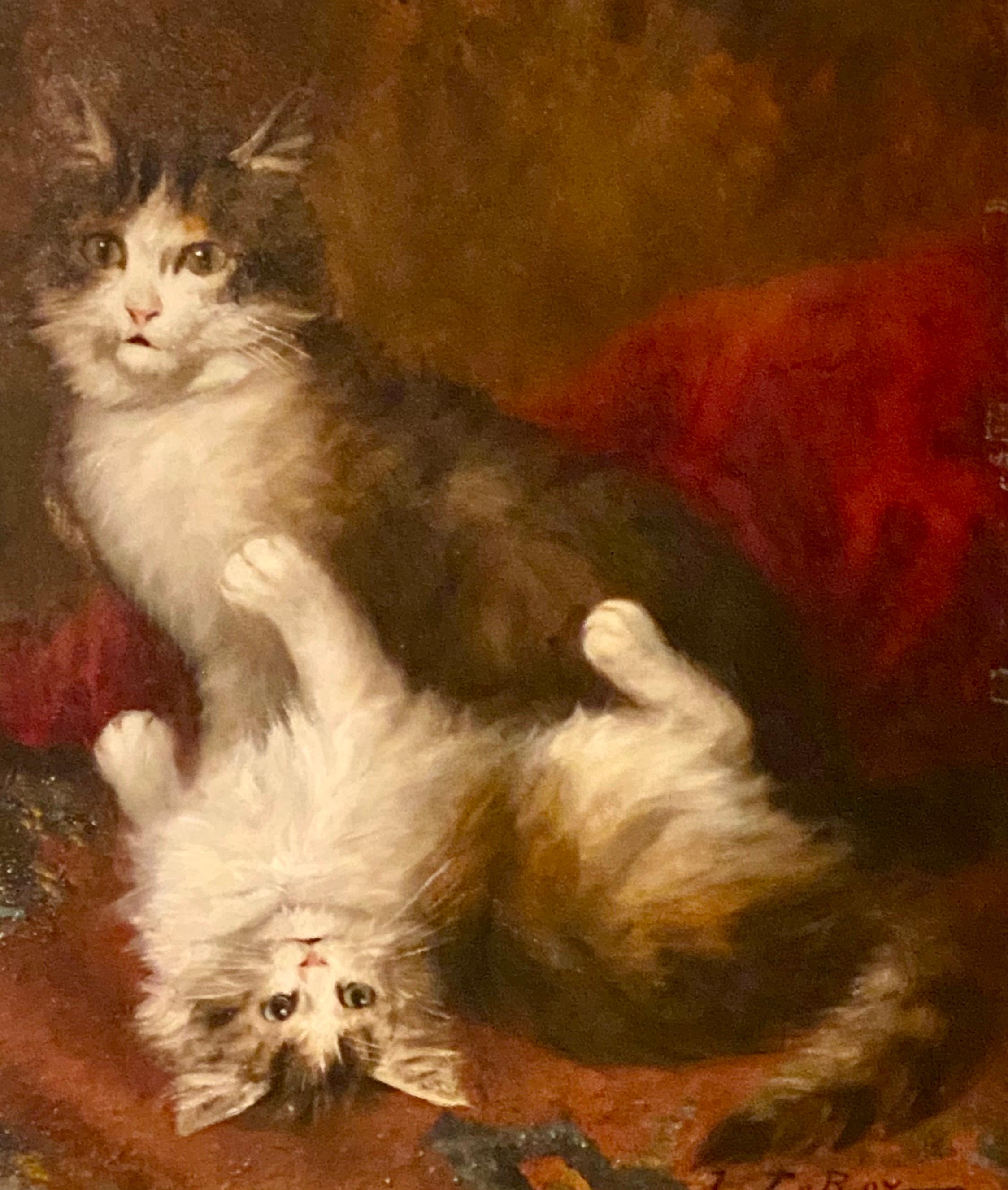 Canvas Jules Gustave Le Roy '1856-1921' a Cat Painting