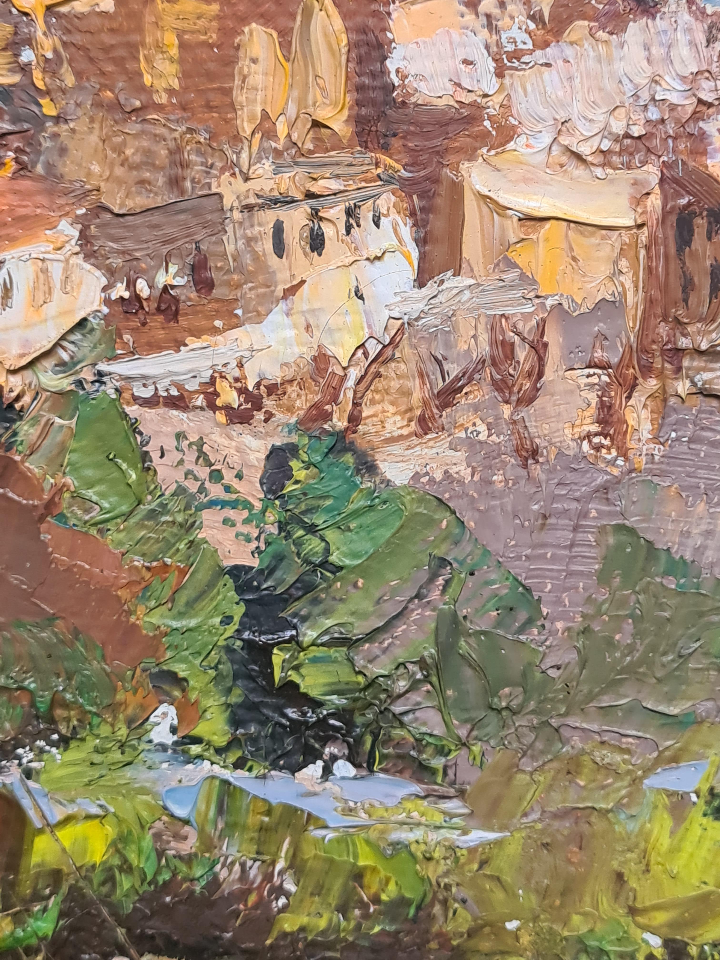 Mid Century French Impressionist Oil on Canvas, The Village Perché For Sale 2