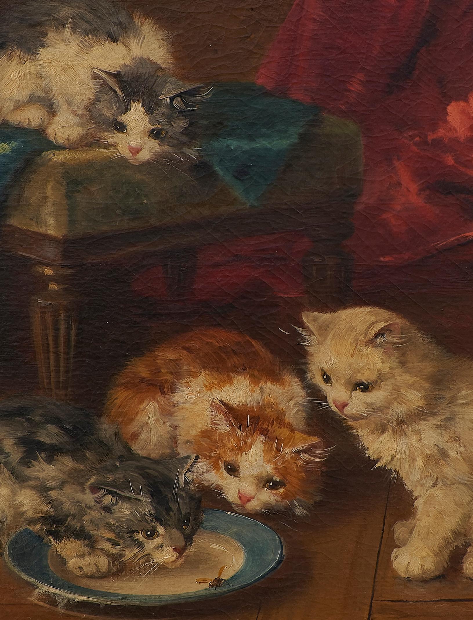 Jules Gustave LeRoy (1856-1921, français)  « Curious Kittens and Wasp en vente 2