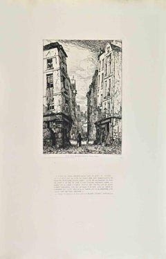 Rue des Marmousets - Etching by Jules Herau - Late 19th Century