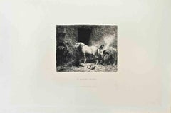 Un Marèchal Ferrant - Acquaforte di Jules Hereau - 1870