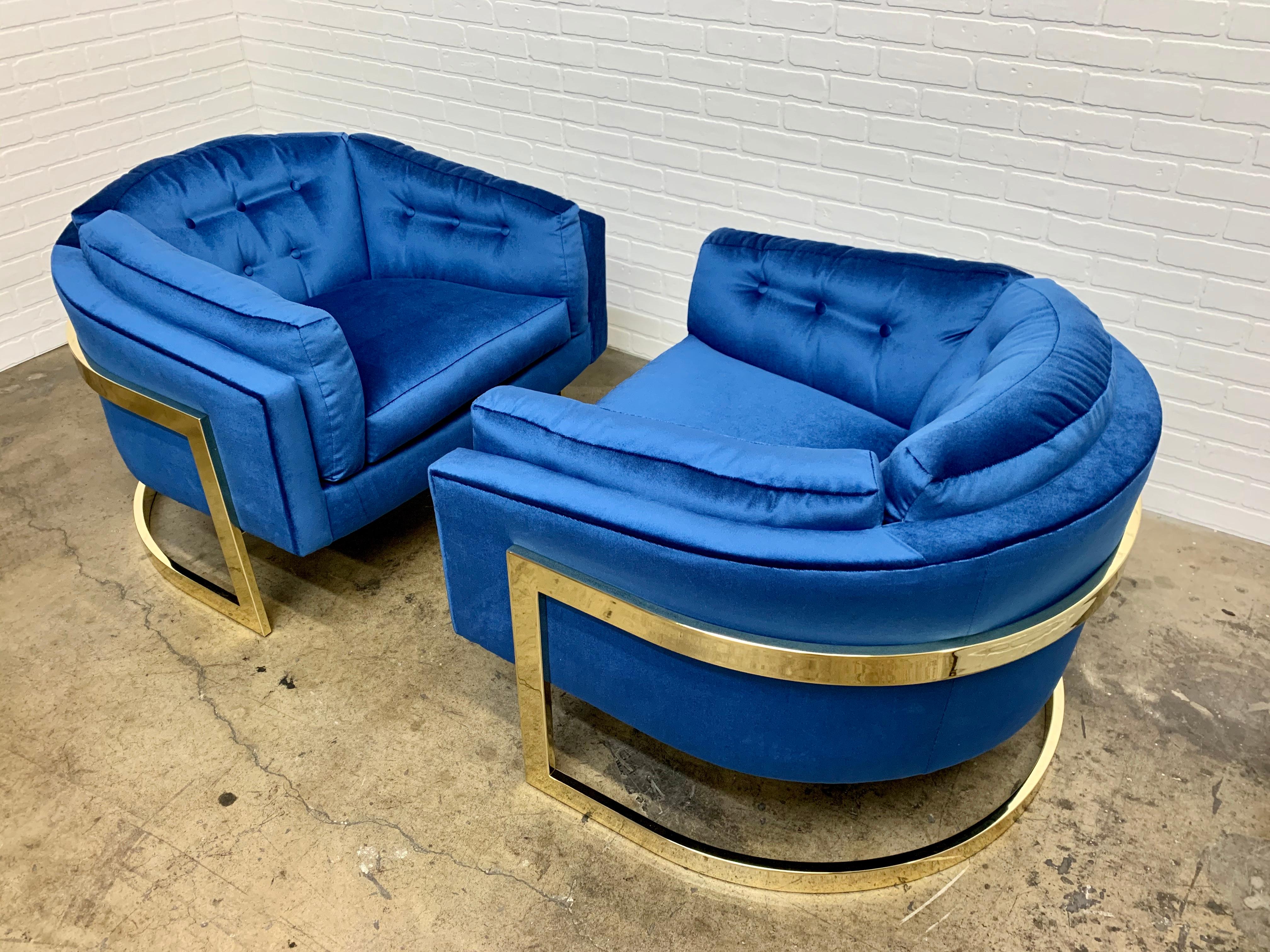 Jules Heumann for Metropolitan Cantilever Brass Lounge Chairs 4