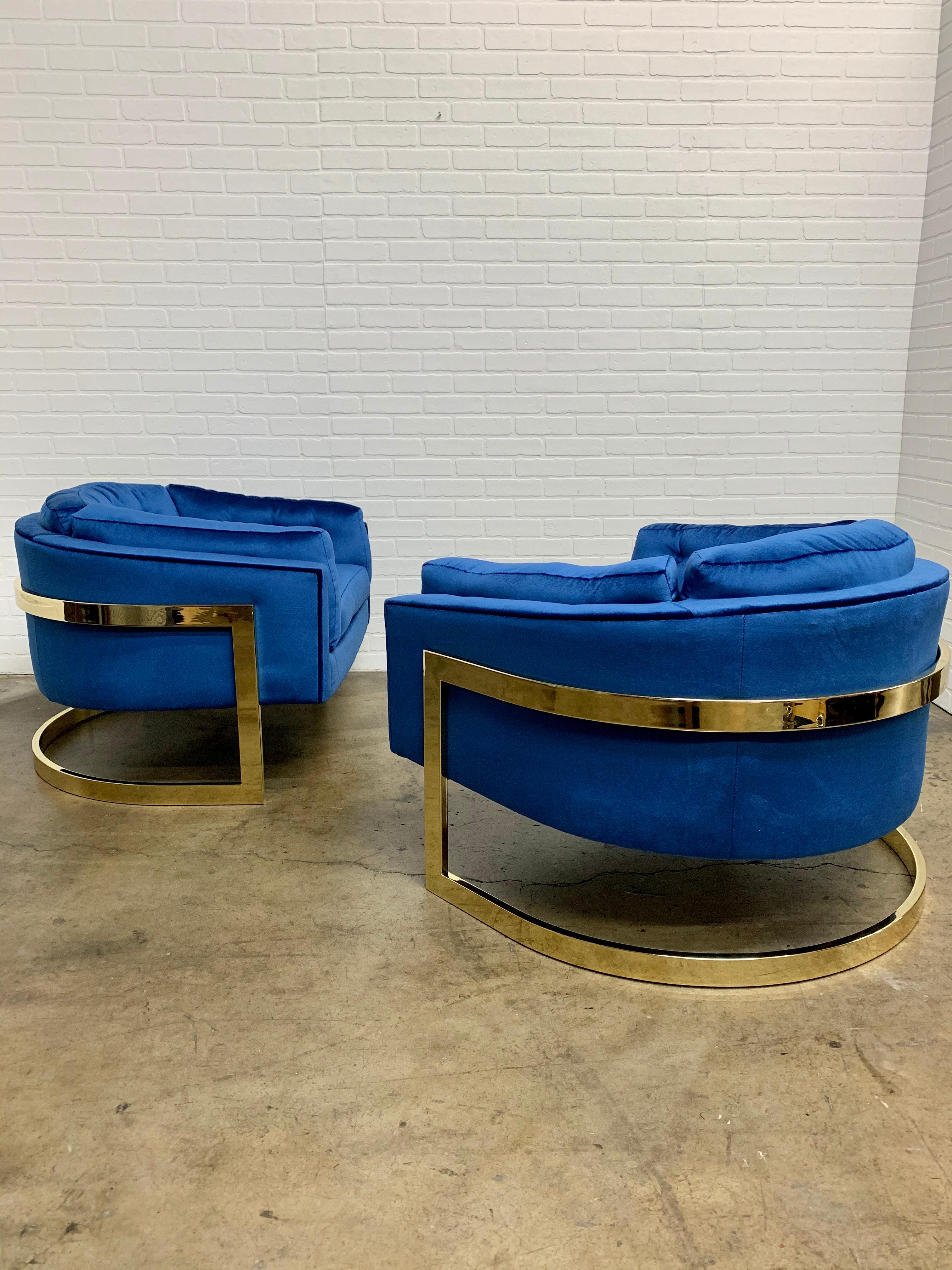 Jules Heumann for Metropolitan Cantilever Brass Lounge Chairs 9