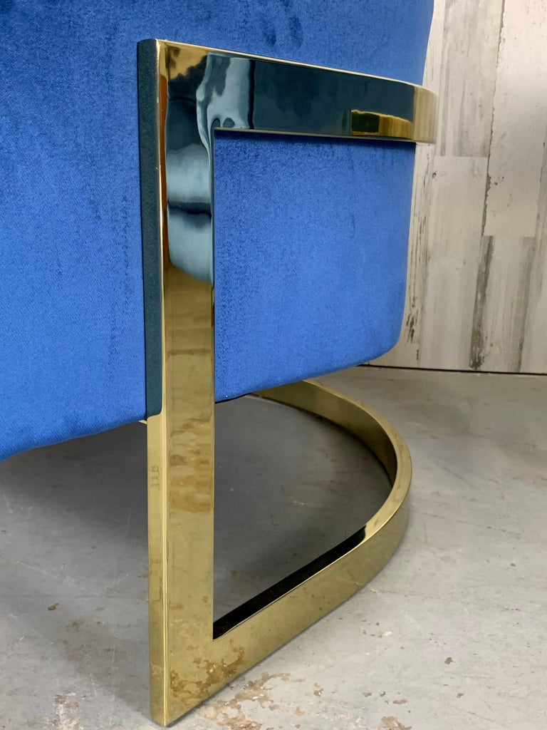 Plated Jules Heumann for Metropolitan Cantilever Brass Lounge Chairs For Sale