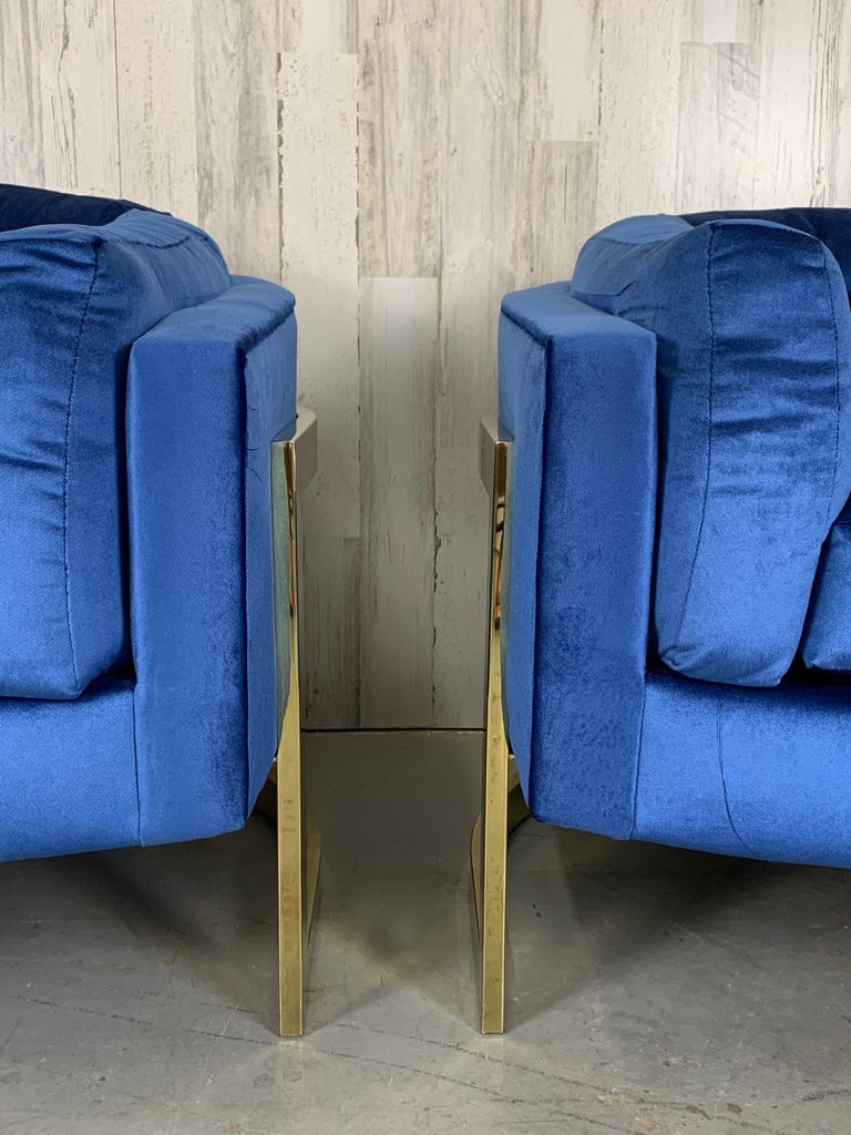 Jules Heumann for Metropolitan Cantilever Brass Lounge Chairs In Excellent Condition For Sale In Denton, TX