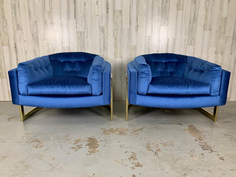Jules Heumann for Metropolitan Cantilever Brass Lounge Chairs For Sale 2