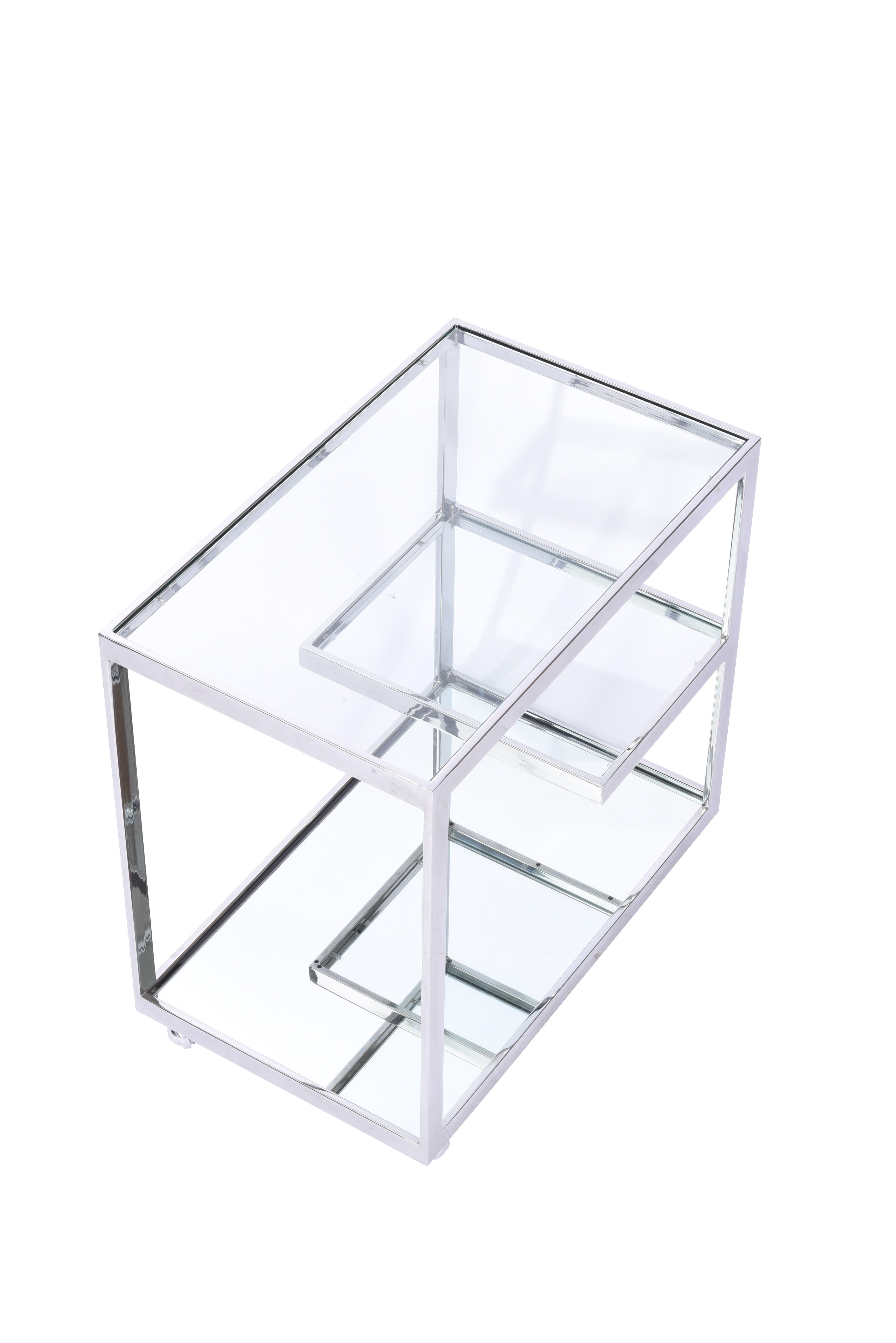 Mid-Century Modern Jules Heumann for Metropolitan Chrome Bar Cart, 1960s