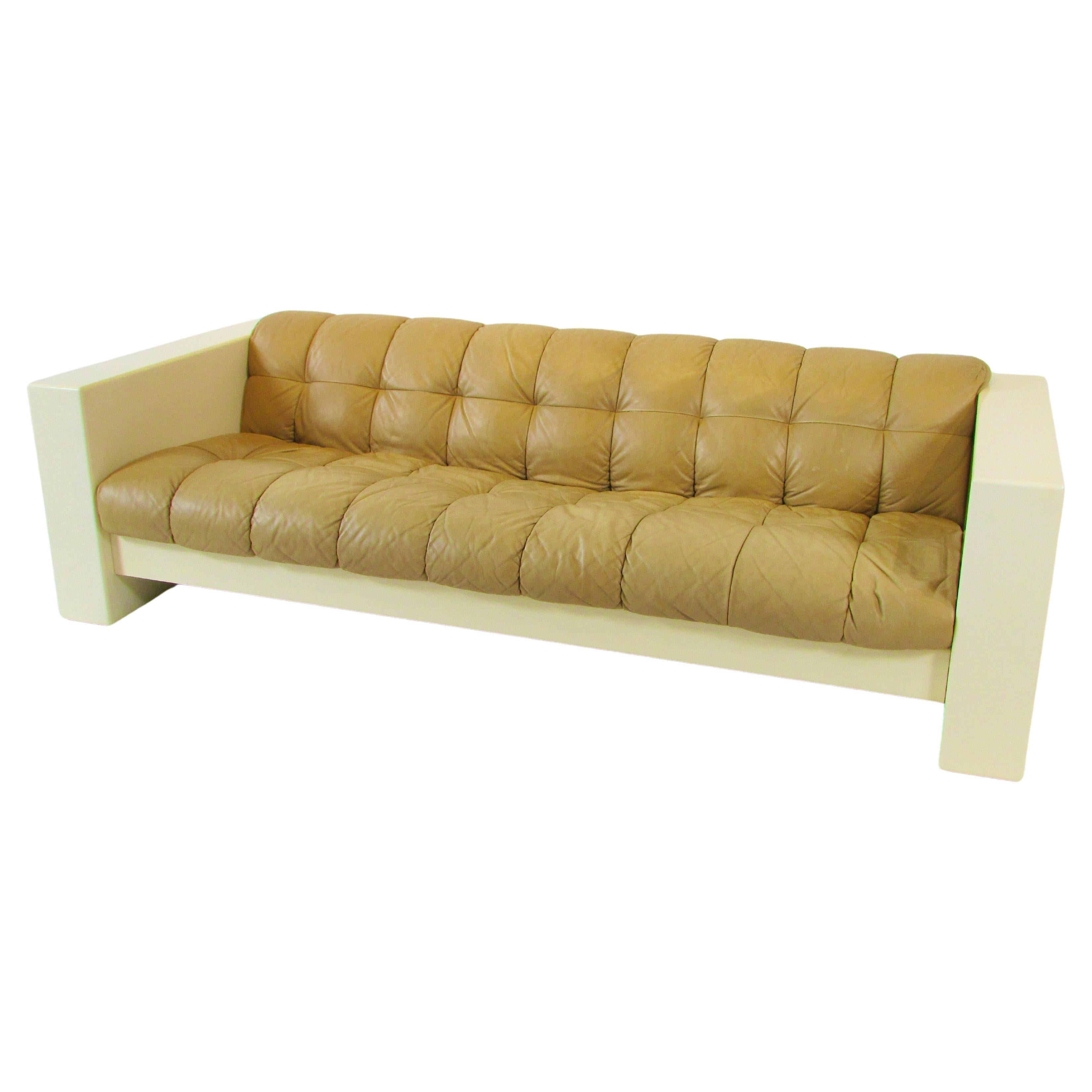Jules Heumann  for Metropolitan furniture  leather sofa in fiberglass frame For Sale