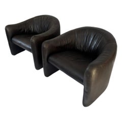Jules Heumann for Metropolitan Pair of Leather Club Chairs