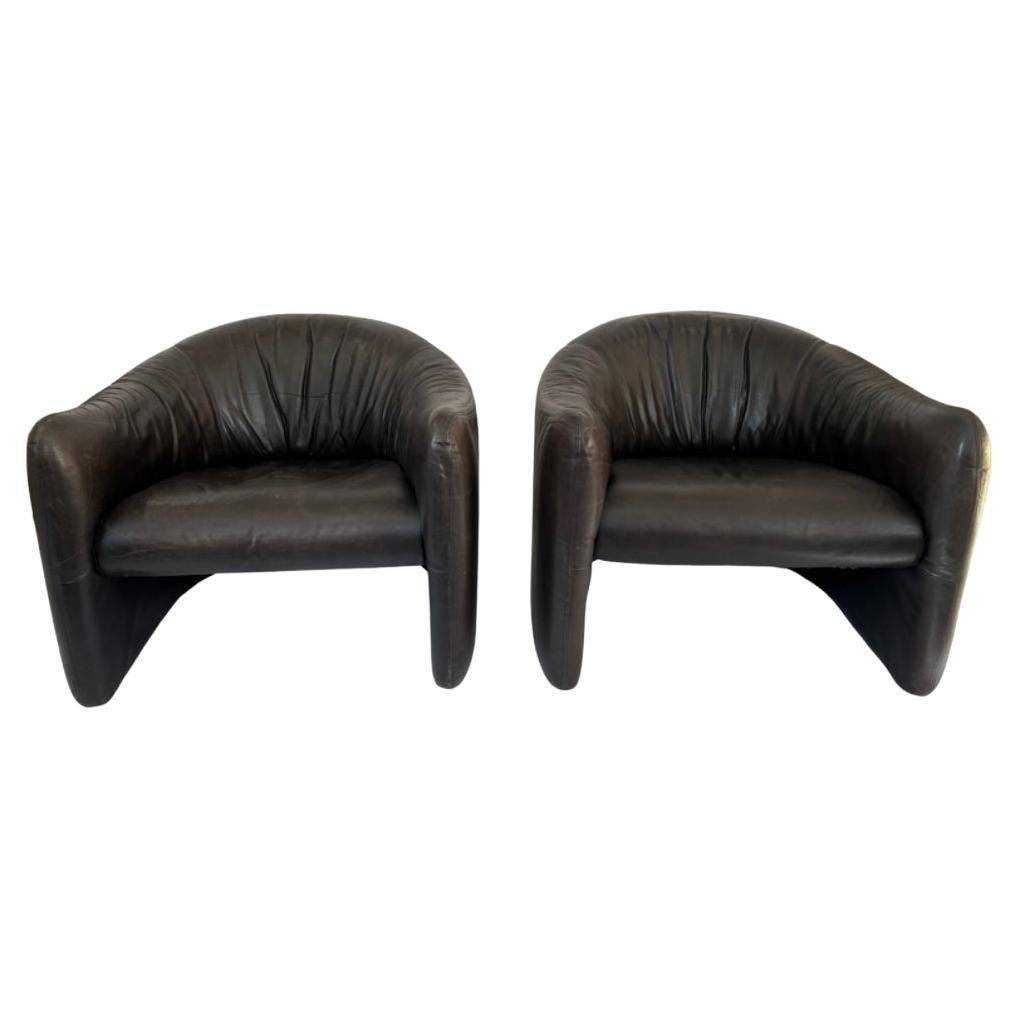 Jules Heumann for Metropolitan Pair of Leather Club Chairs