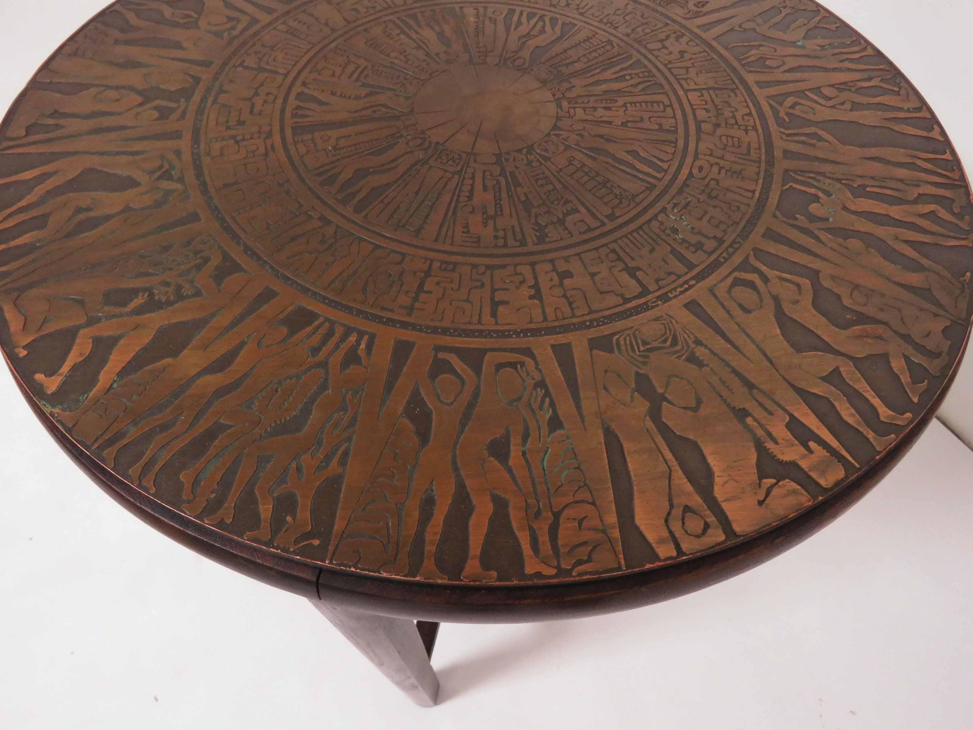 American Jules Heumann for Metropolitan Side Table with Italian Acid Etched Bronze Top