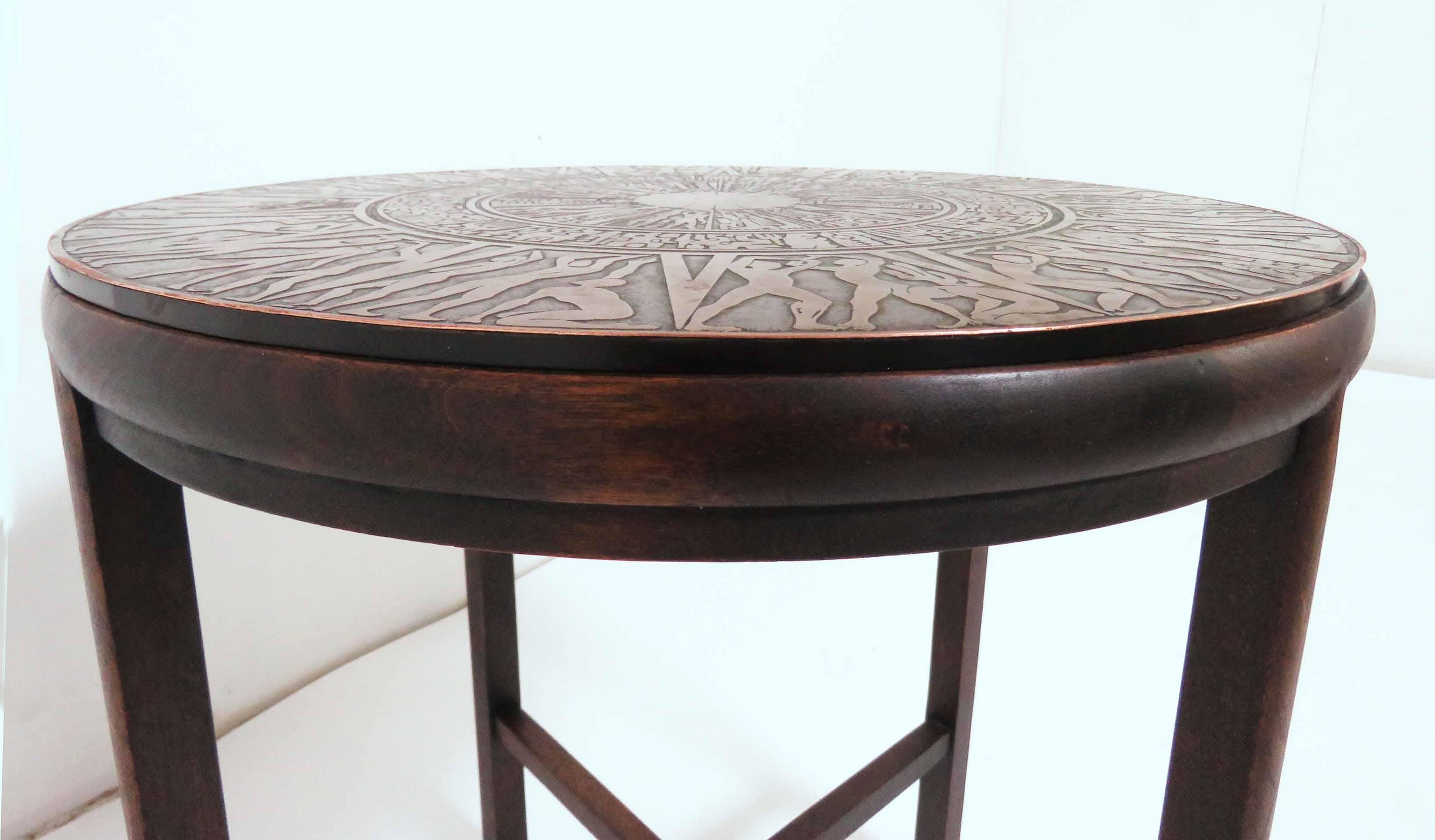 Jules Heumann for Metropolitan Side Table with Italian Acid Etched Bronze Top 1