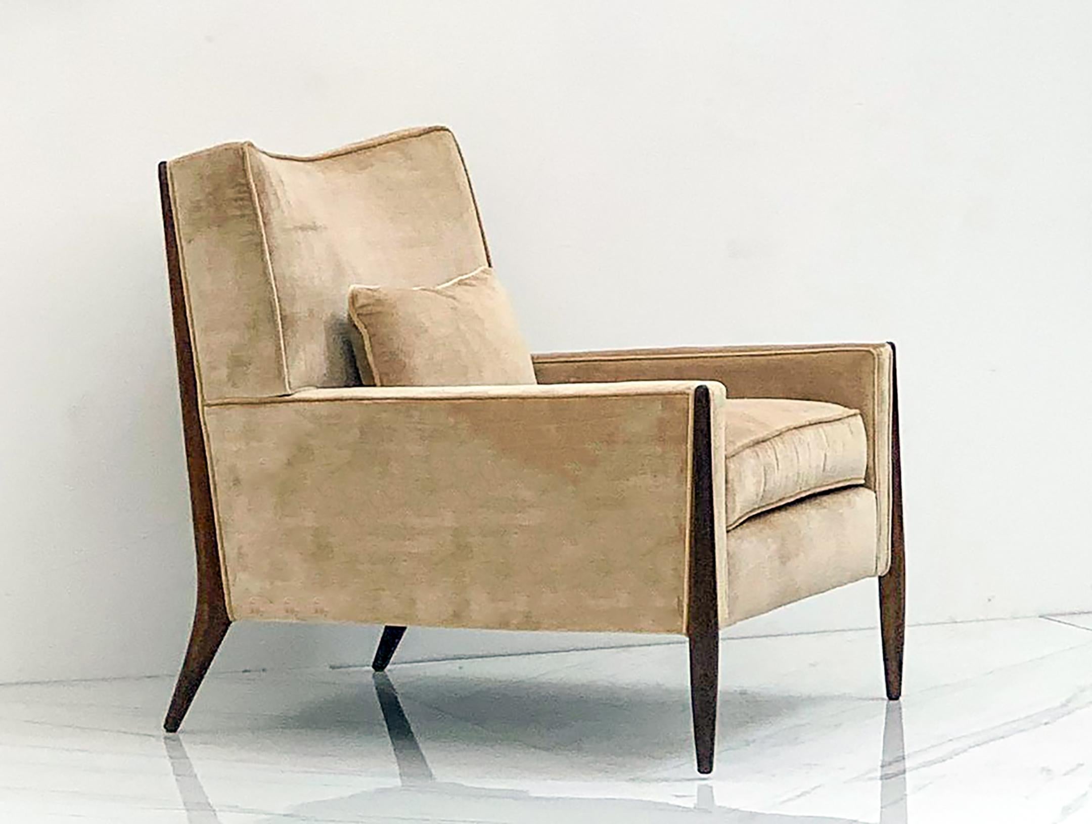 Jules Heumann Lounge Chair in Apricot Velvet 4