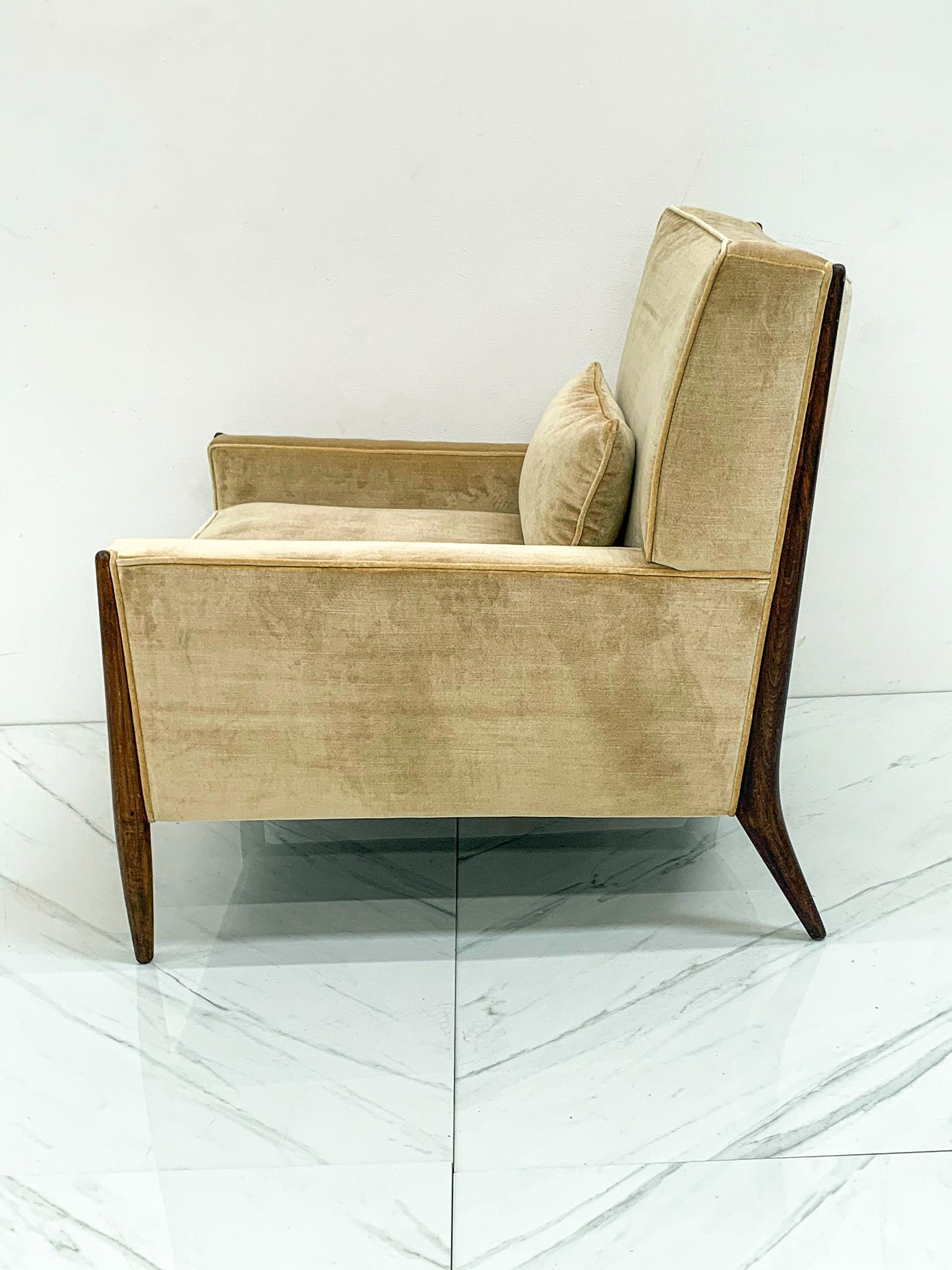 Mid-20th Century Jules Heumann Lounge Chair in Apricot Velvet